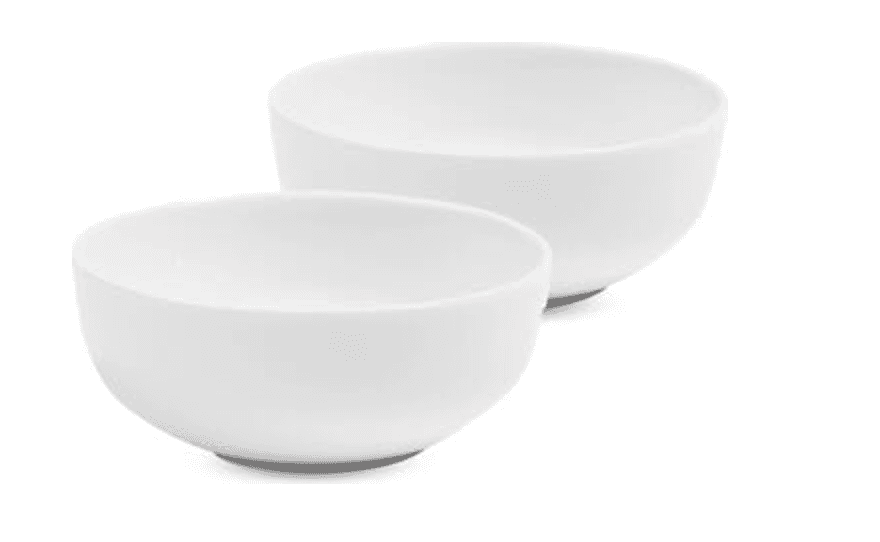 Set of 2 Minimalist White Ceramic Bowls