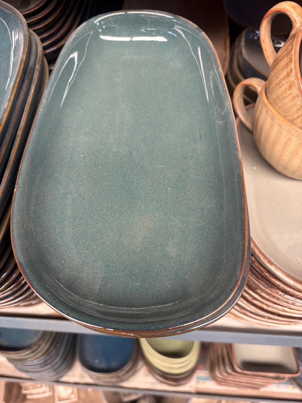 Oval Platter in Deep Teal Glaze