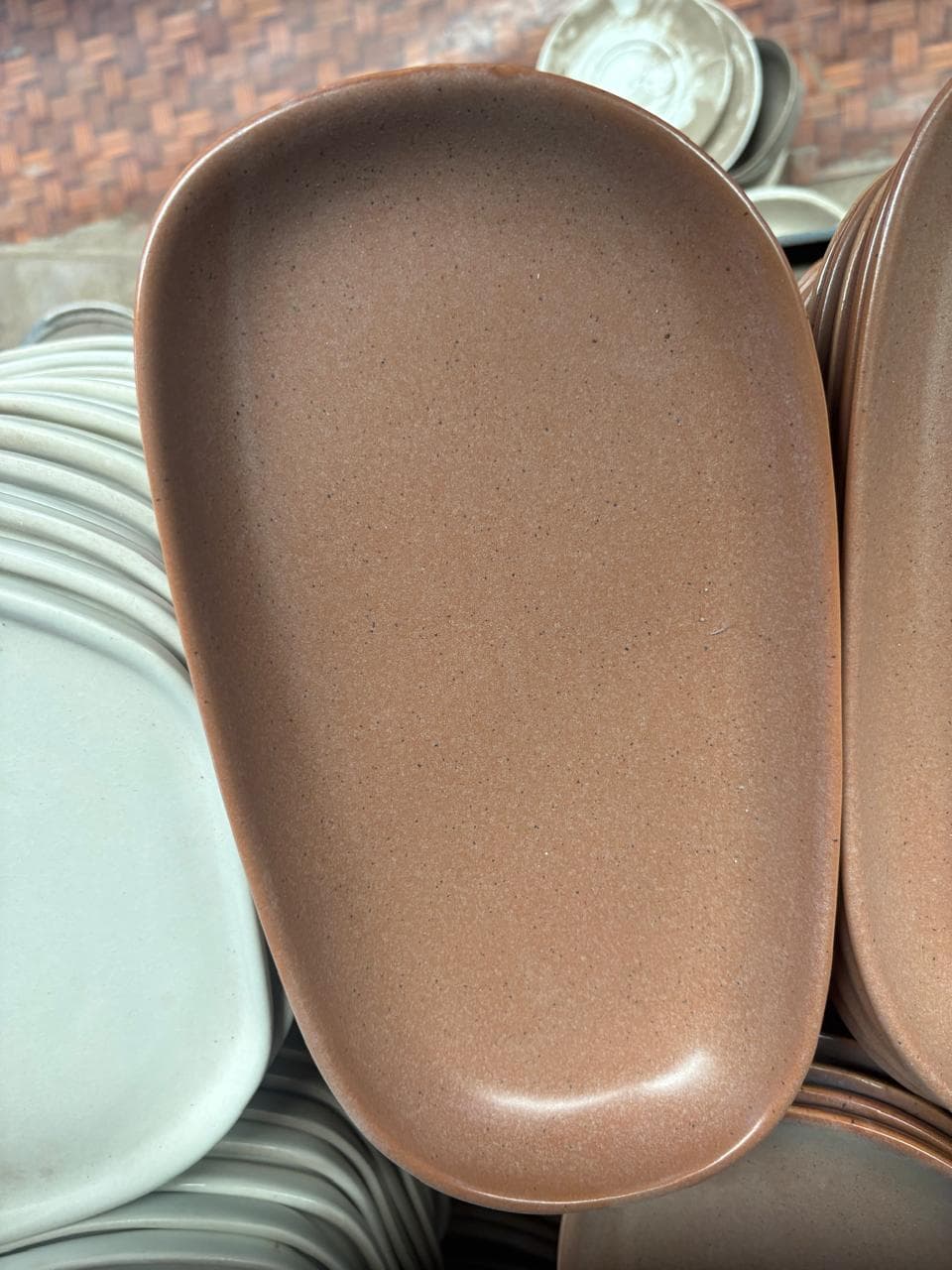 Matte Oval Platter in Earthy Brown