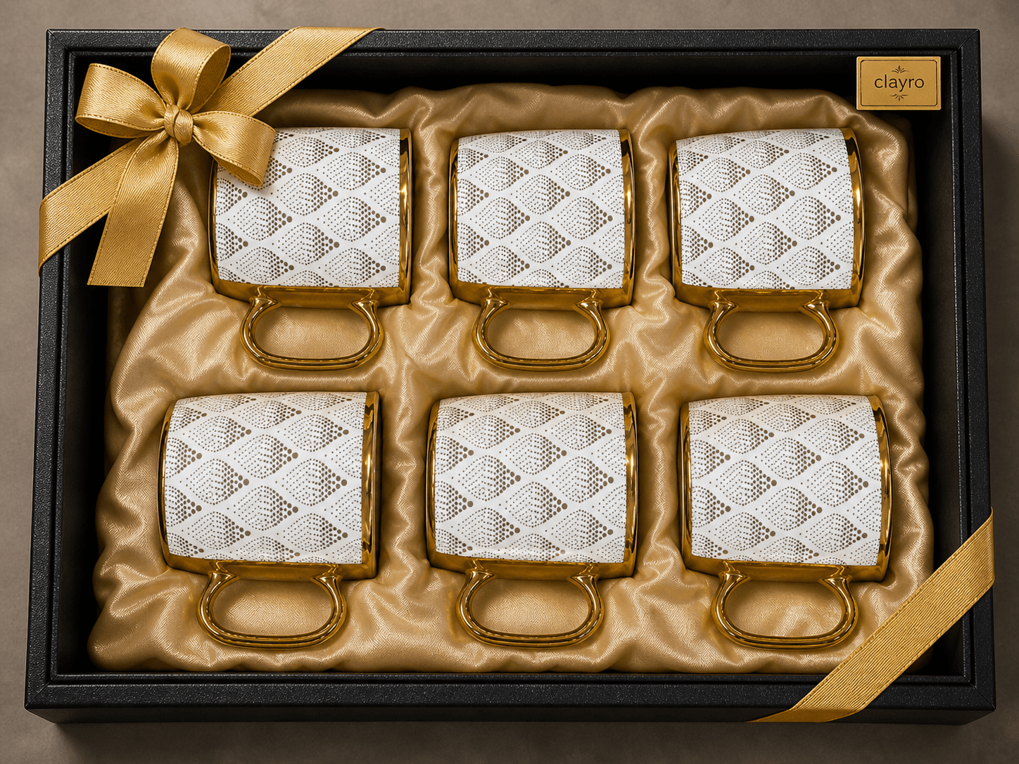 Luxury 6-Piece Porcelain Mug Gift Set with Gold Finish