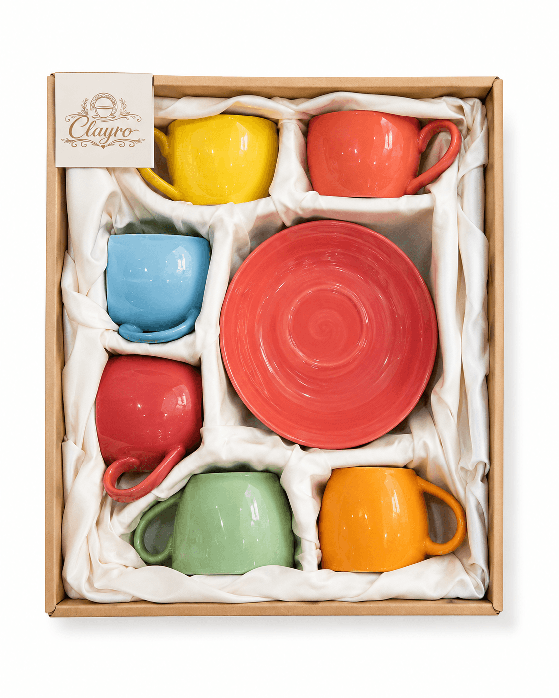 Clayro Premium Ceramic Tea Cup Gift Set with Serving Plate