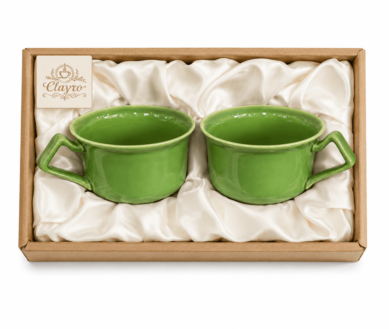 Clayro Handcrafted Green Ceramic Cup Gift Set