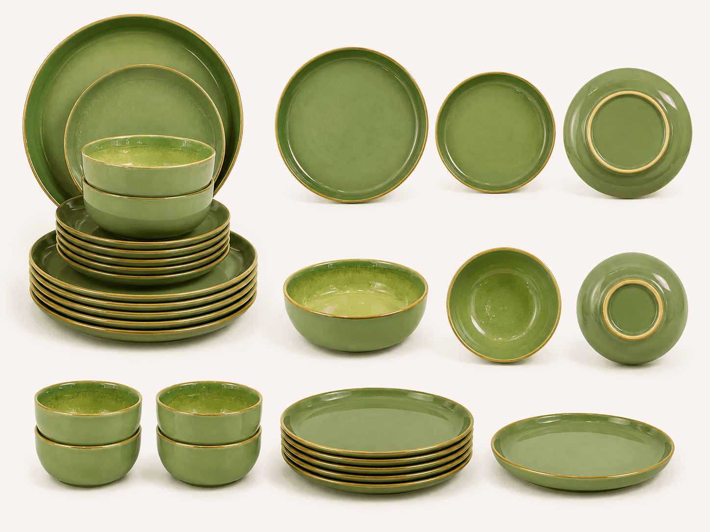 Olive Green Ceramic Plate Collection