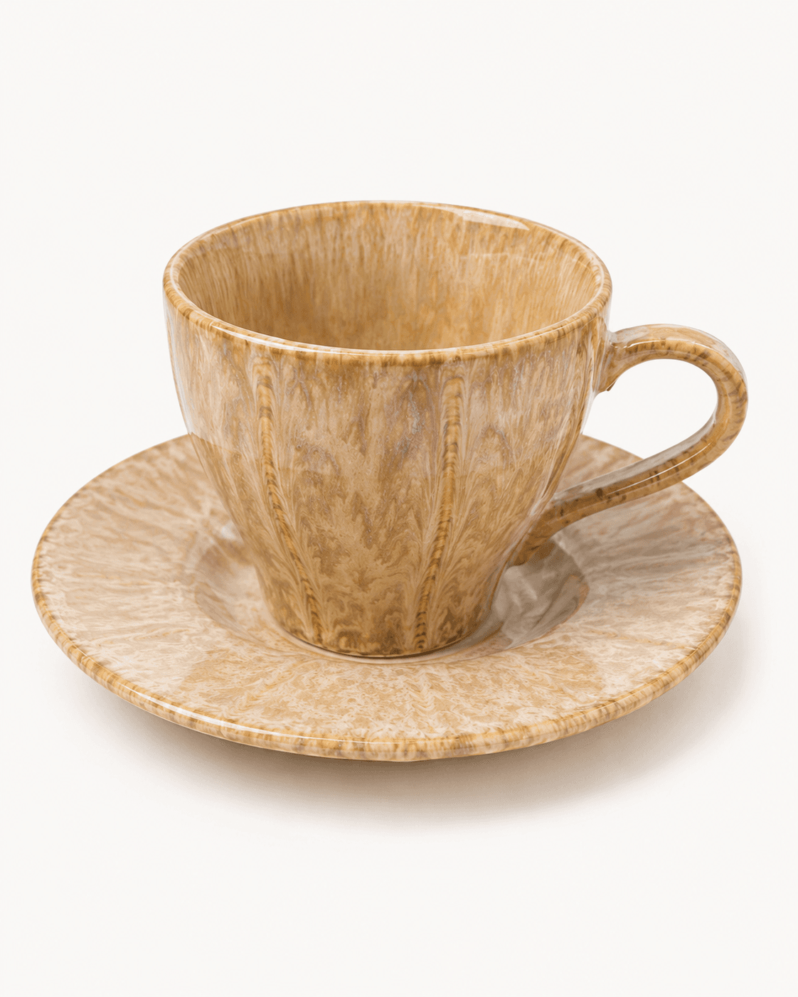 Tea Cup & Saucer Set – Glossy Beige Coffee Cup