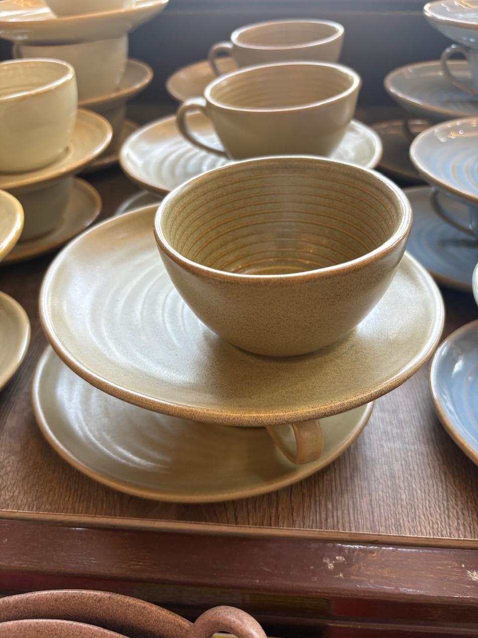 Beige Ceramic Tea Cup & Saucer Set